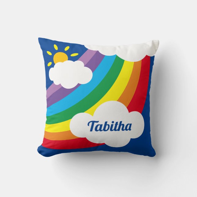 Personalized Clouds, Sunshine & Rainbow Cushion (Front)