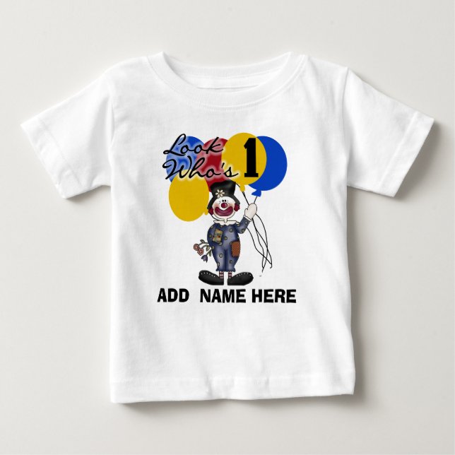 Personalized Clown 1st Birthday  Tshirt (Front)