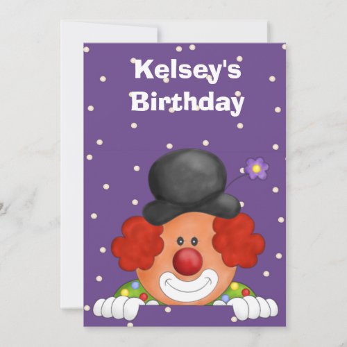 Personalized  Clown Birthday Invitation