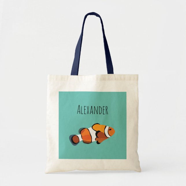 Personalized Clown Fish Kids Name  Tote Bag (Front)