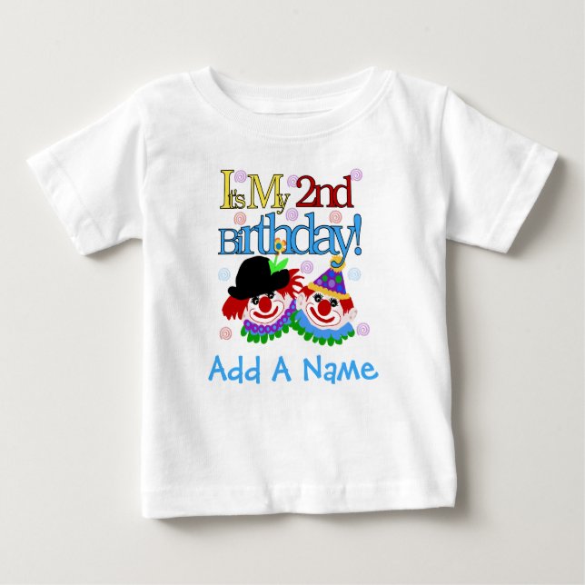 Personalized Clowns 2nd Birthday  Tshirt (Front)