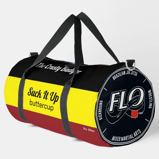 Personalized Club Logo BJJ Jiu Jitsu Black Yellow Duffle Bag (Left Corner)