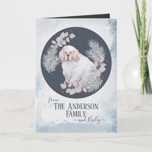 Personalized Clumber Spaniel Christmas  Holiday Card