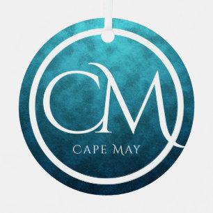 Personalized CM Cape May NJ Beach Christmas Metal Ornament
