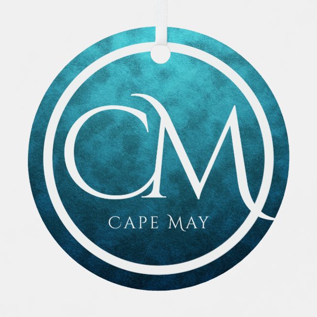 Personalized CM Cape May NJ Beach Christmas Metal Ornament (Front)