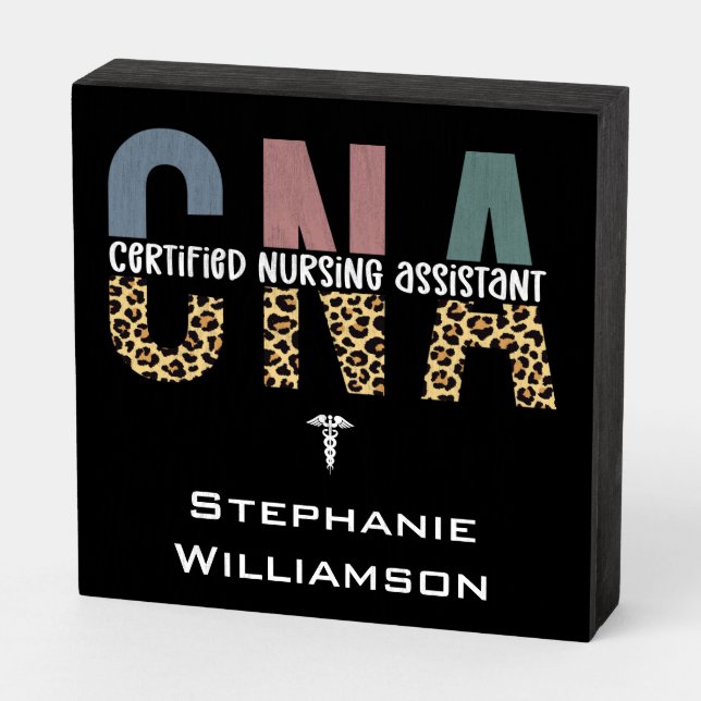 Personalized CNA Certified Nursing Assistant Wooden Box Sign (Angled Horizontal)