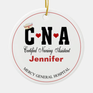 Personalized CNA Nurse Christmas Ceramic Ornament