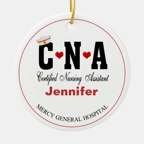 Personalized CNA Nurse Christmas  Ceramic Ornament