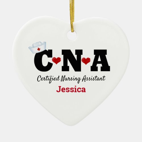 Personalized CNA Nurse Christmas Ceramic Ornament