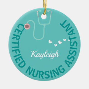 Personalized  CNA Nurse- stethoscope     Ceramic Ornament