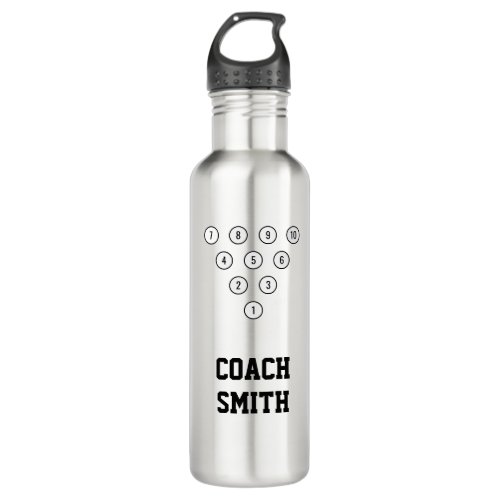 Personalized Coach 10_Pin Bowling Pin Rack Diagram Stainless Steel Water Bottle