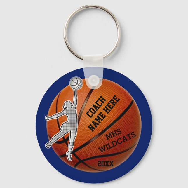 PERSONALIZED Coach and or Basketball Team Gifts Keychain (Front)