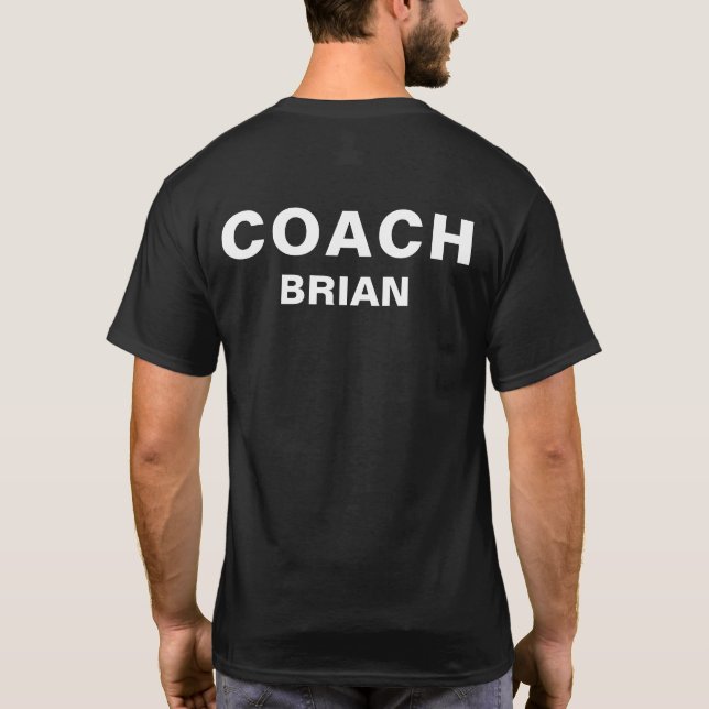 Personalized Coach Black Bold Text T-Shirt (Back)