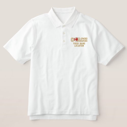 Personalized Coach Canada Your Name Your Game Embroidered Polo Shirt