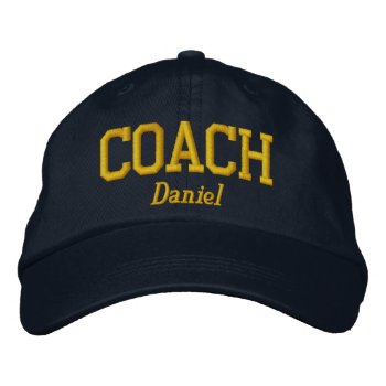 Personalized Coach In Golden Yellow Embroidered Baseball Cap by FalconsEye at Zazzle
