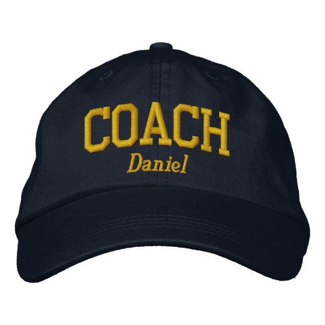Personalized Coach in Golden Yellow Embroidered Baseball Cap (Front)