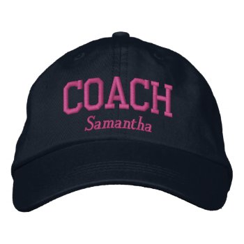 Personalized Coach In Hot Pink Embroidered Baseball Cap by FalconsEye at Zazzle