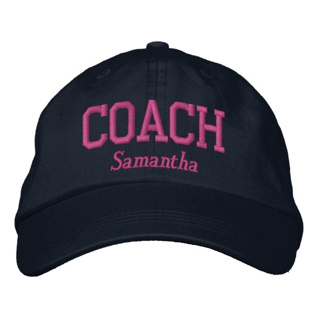 Personalized Coach in Hot Pink Embroidered Baseball Cap (Front)