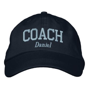 Personalized Coach In Light Blue Embroidered Baseball Cap by FalconsEye at Zazzle