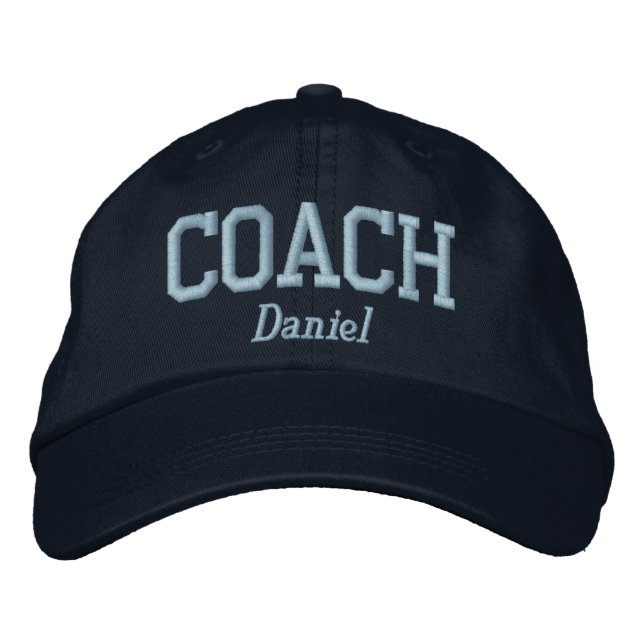 Personalized Coach in Light Blue Embroidered Baseball Cap (Front)