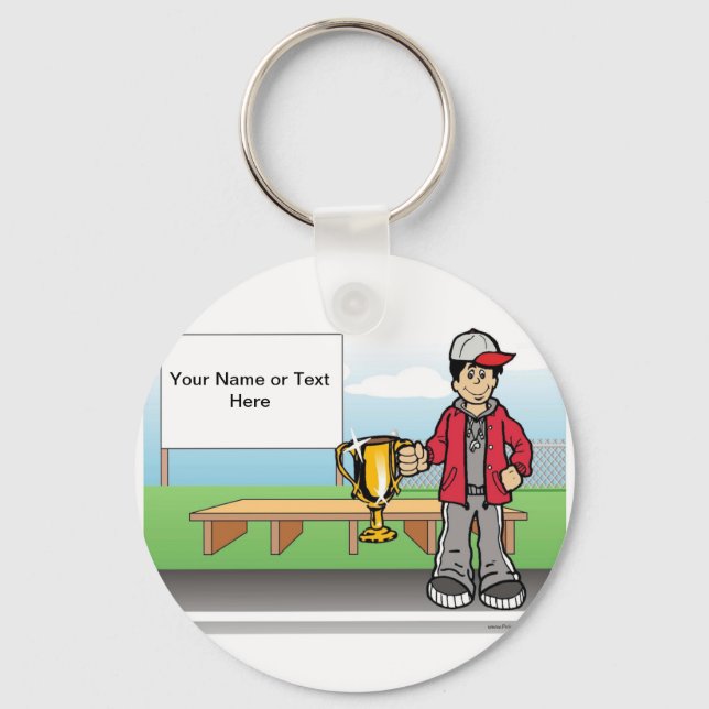 Personalized Coach - Male Cartoon  Keychain (Front)