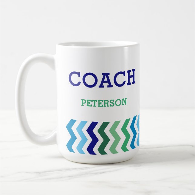 Personalized Coach Masculine Chevron Pattern Coffee Mug (Left)