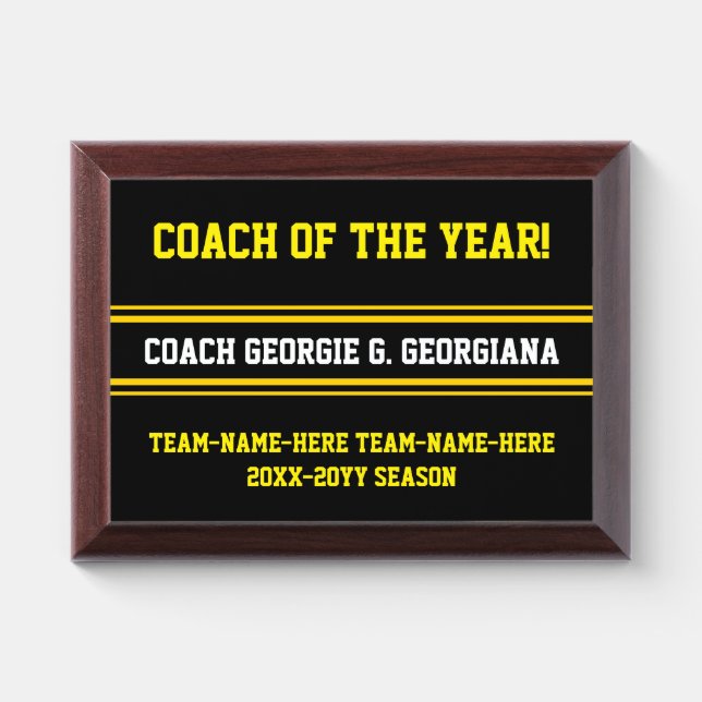 Personalized Coach of the Year Award Plaque (Horizontal)