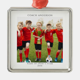 Personalized Coach Sport's Team Photo Metal Ornament