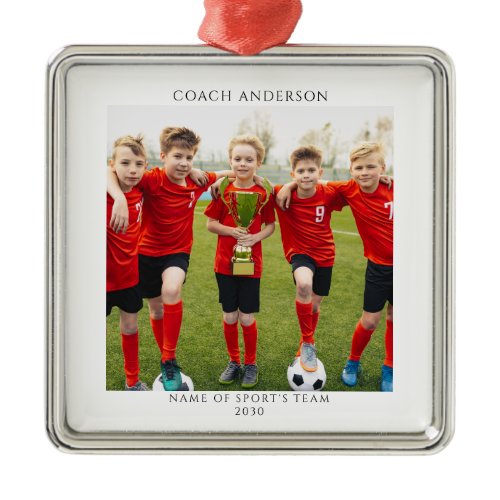 Personalized Coach Sport's Team Photo Metal Ornament