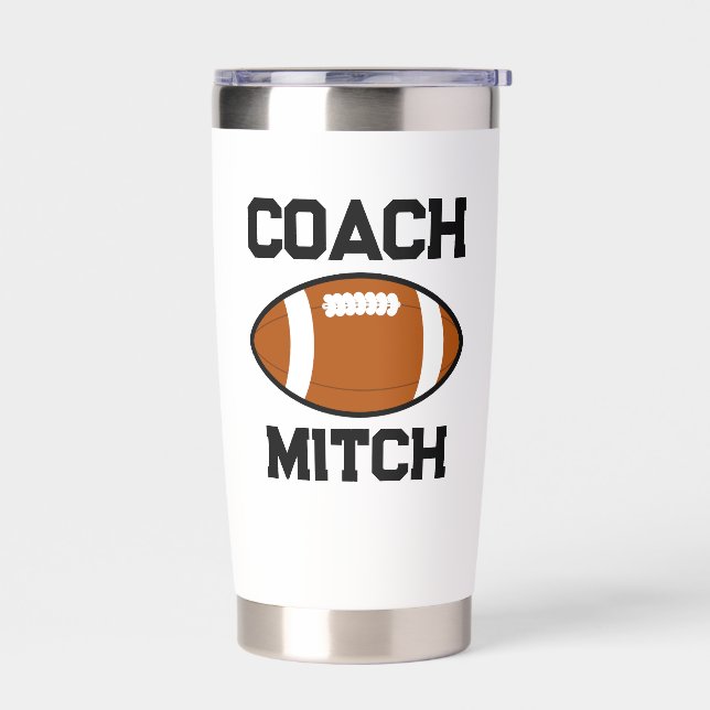 Personalized Coach Tumbler, american football Insulated Tumbler (Left)