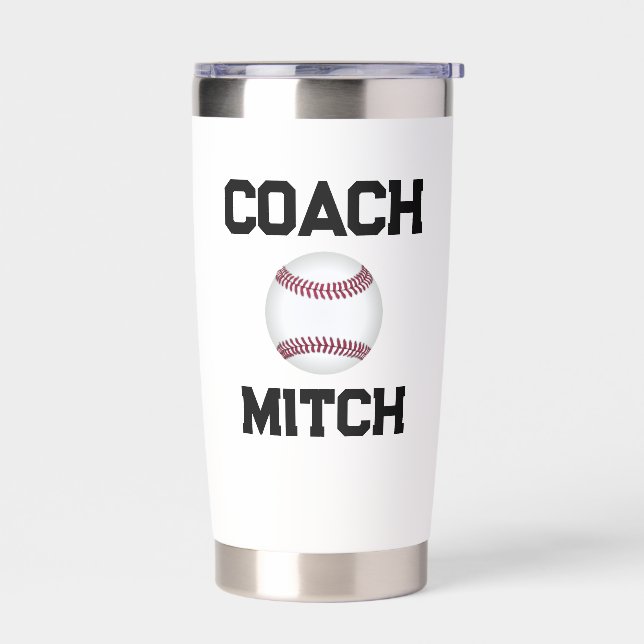 Personalized Coach Tumbler, baseball Coach Mug,  Insulated Tumbler (Left)
