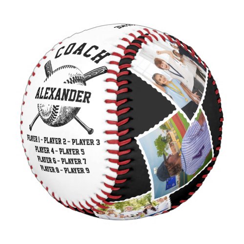 Personalized Coach With 6 photo  Players Names Baseball