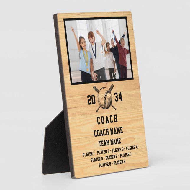 Personalized Coach With photo & Player's Names Plaque (Side)