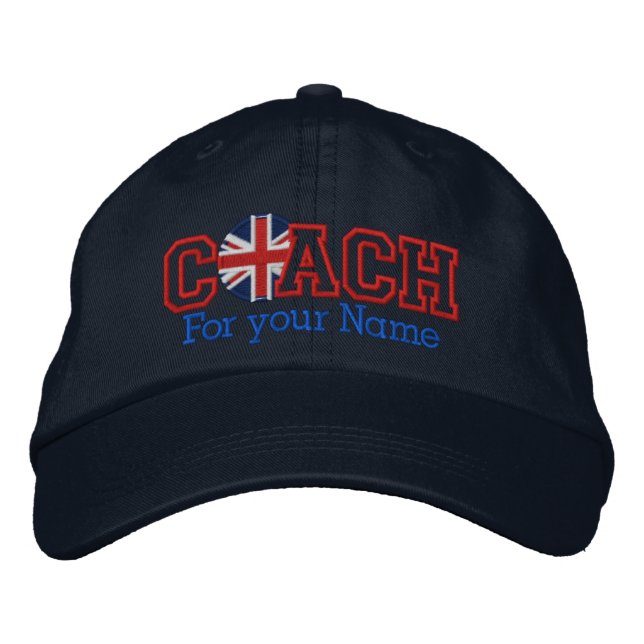 Personalized Coach with your name Embroidered Baseball Cap (Front)