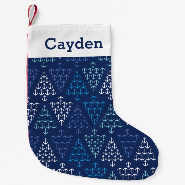 Personalized Coastal Beach Christmas Nautical Small Christmas Stocking (Front)
