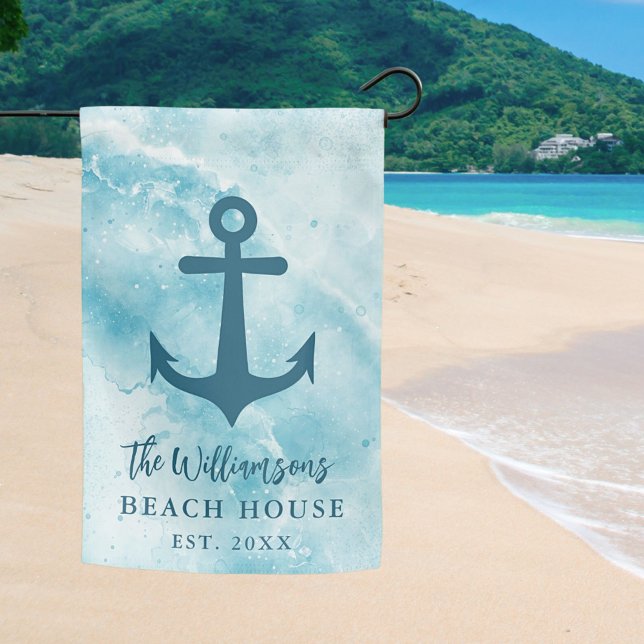Personalized Coastal Beach House Garden Flag (GARDEN FLAG 12" X 18" FOR A BEACH HOUSE)