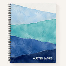 Personalized Coastal Blue Watercolor Spiral