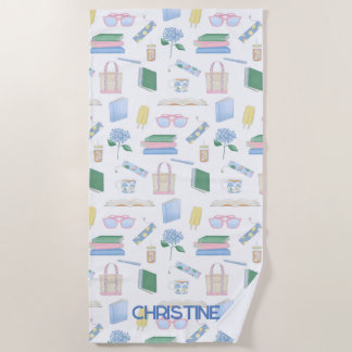 Personalized Coastal Book Club Summer Beach Towel