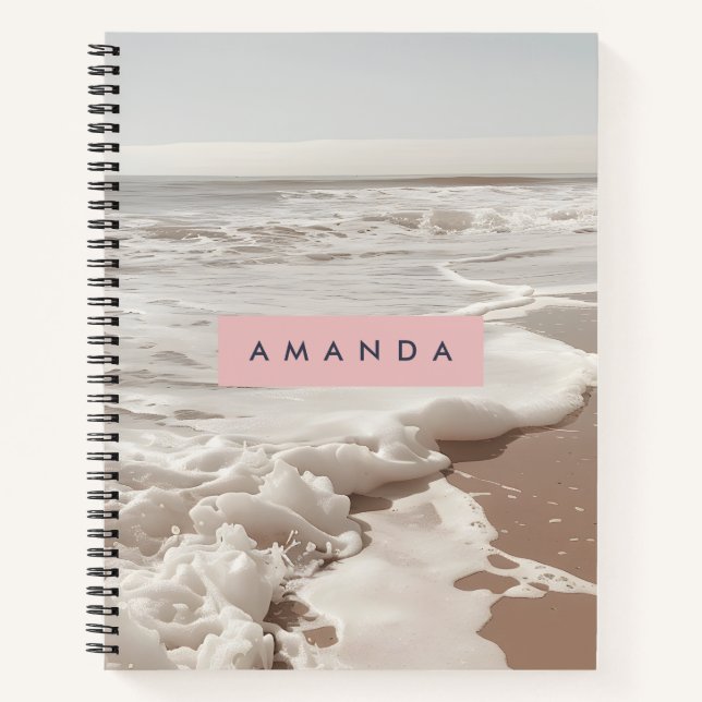 Personalized Coastal Calm Ocean Waves  Notebook (Front)