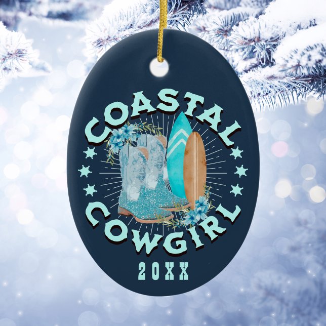 Personalized Coastal Cowgirl Christmas Ceramic Ornament (Personalized Coastal Cowgirl Christmas Ceramic Ornament
)