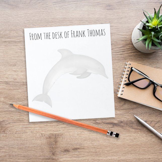 Personalized Coastal Dolphin Ocean Desk Stationery Notepad (Personalized coastal dolphin desk stationery with clean ocean-inspired design.)