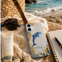 Personalized Coastal Dolphin Vintage Blue Ocean