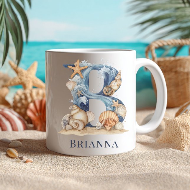 Personalized Coastal Monogram B Initial Beach Coffee Mug (Personalized Coastal Monogram B Initial Beach Coffee Mug)