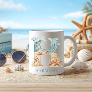 Personalized Coastal Monogram H Initial Beach Coffee Mug