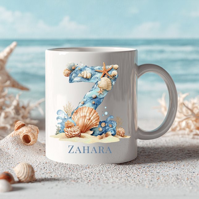 Personalized Coastal Monogram Z Initial Beach Coffee Mug (Personalized Coastal Monogram Z Initial Beach Coffee Mug)