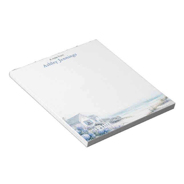 Personalized Coastal Notepad | Beach House (Angled)