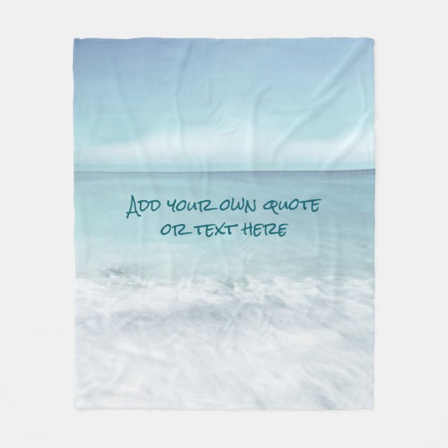 Personalized Coastal Ocean Blue Beach Custom Quote Fleece Blanket (Front)