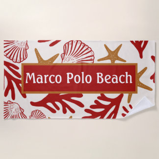 Personalized Coastal Seashell Beach Towel
