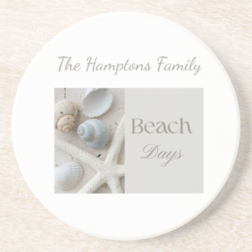 Personalized Coastal Seashell Gift for Beach House Coaster