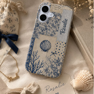 Personalized Coastal Seashell Patchwork  iPhone 16 Case